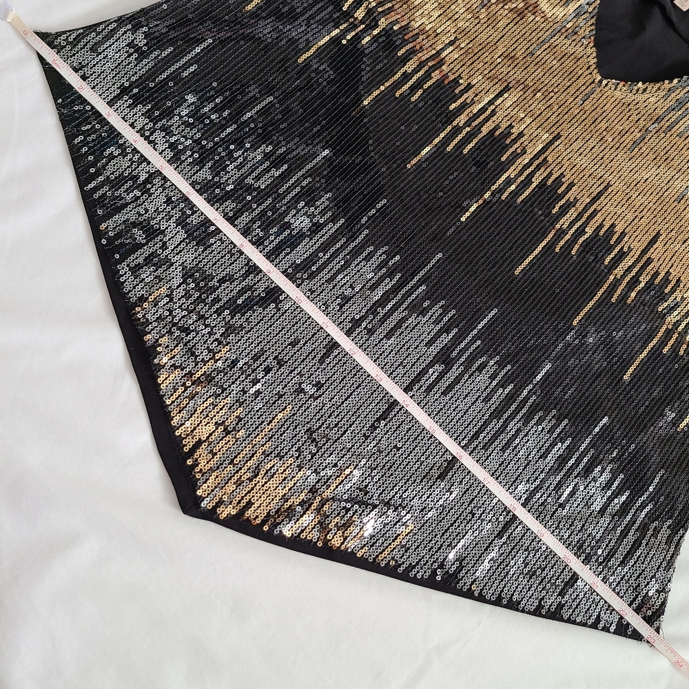 NWT Lavish Black/Silver/Gold Sequined Double Strap Racerback Cami Tank Top, M - Picture 9 of 11